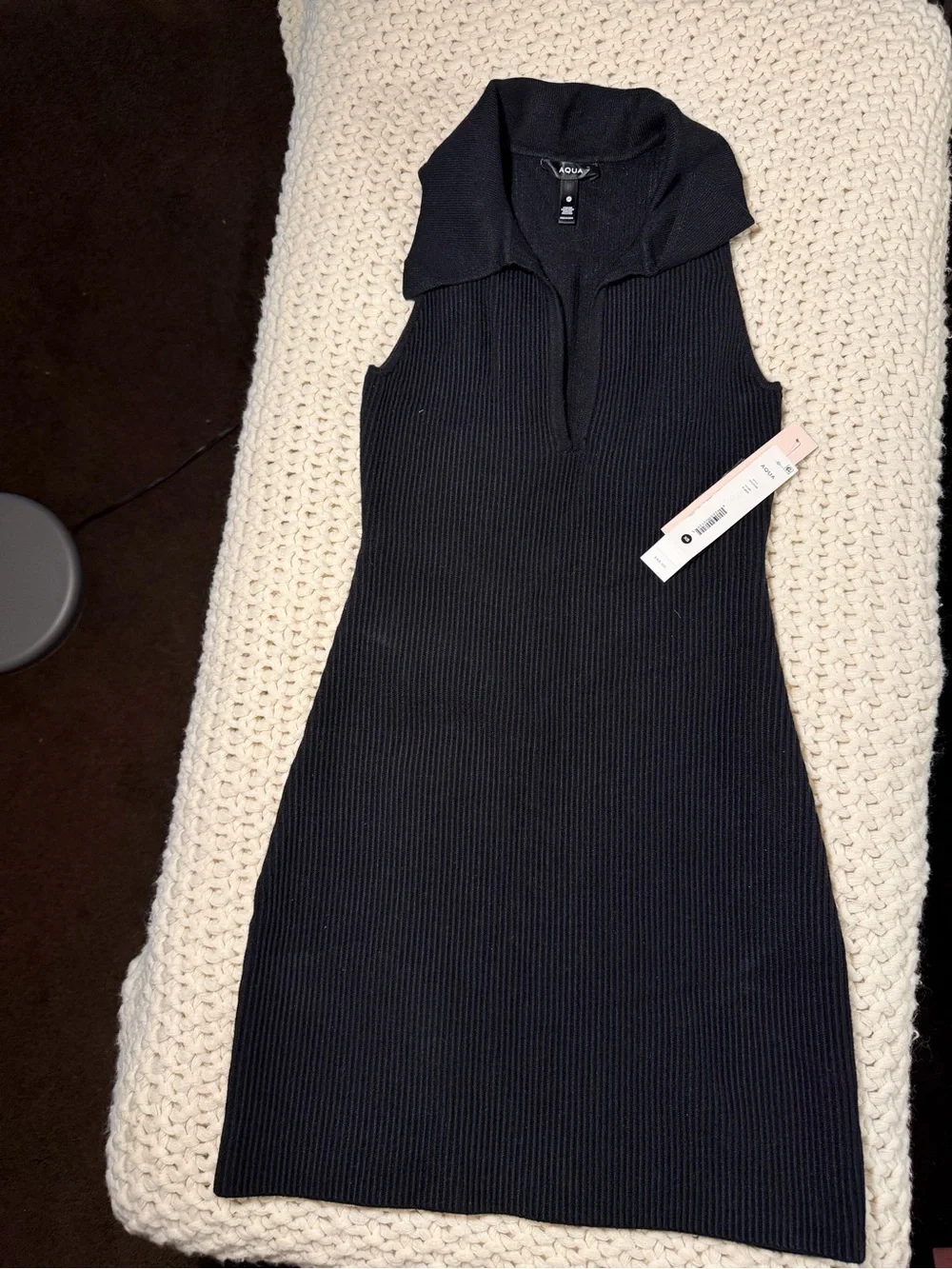 Aqua Black Sleeveless V-Neck Collar Mini Dress